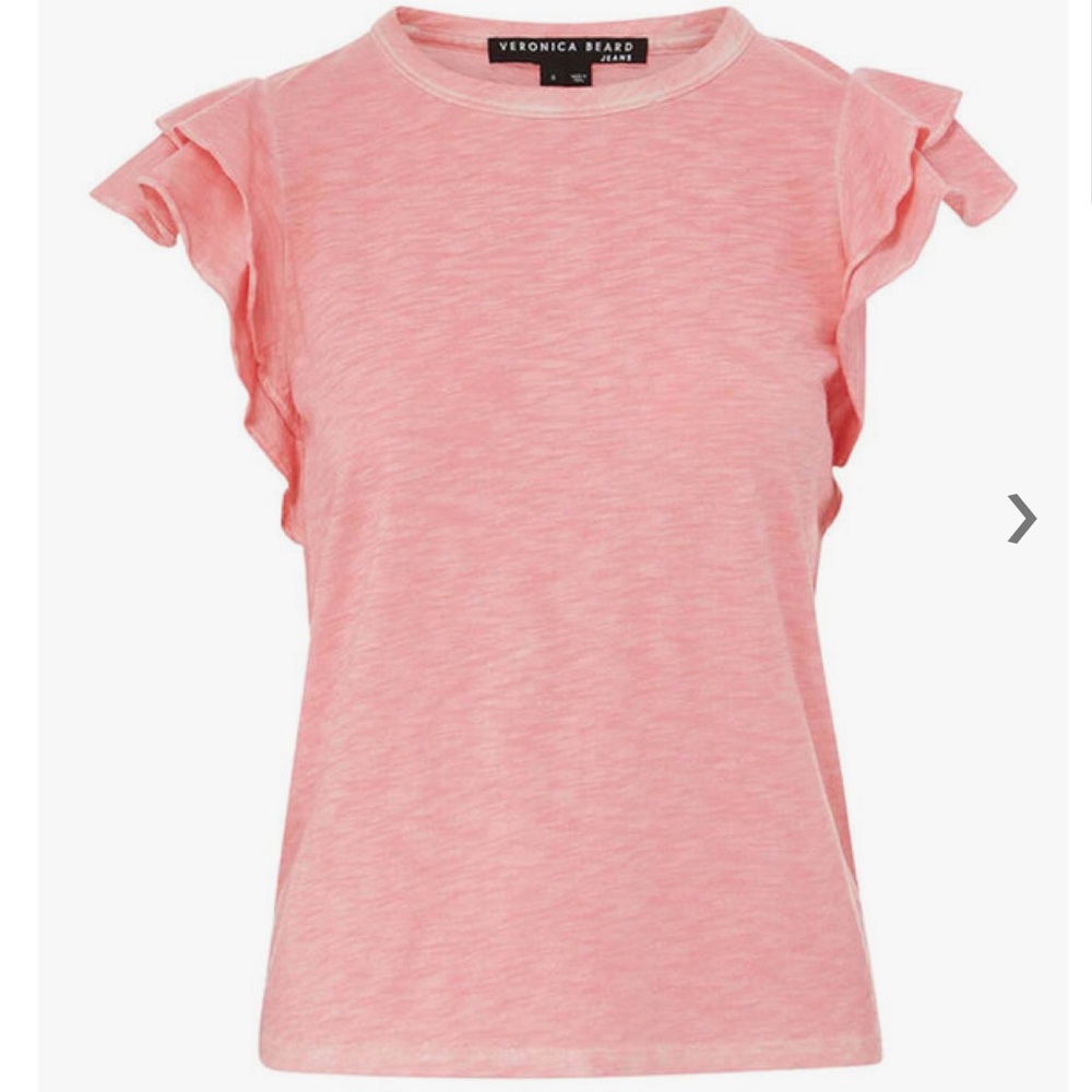 Veronica Beard Akeela Flutter Sleeve Tee Pink Peony NWT Size Small